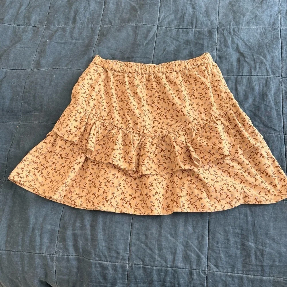 Madewell Flannel Floral Ruffle Pull-On High Rise Mini Skirt Size Medium